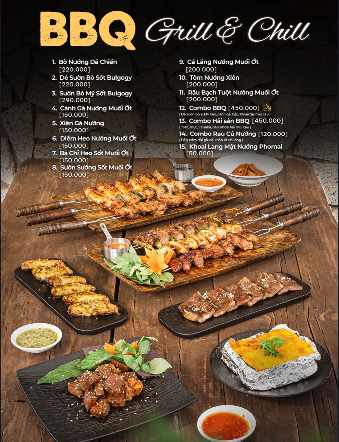 Khám phá menu nướng BBQ - Đồ nướng ngoài trời tại Hami Garden