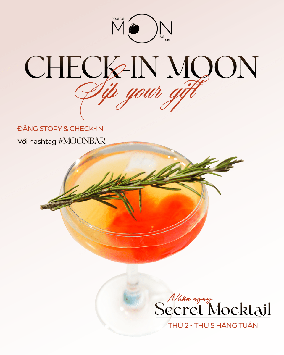 Check-in nhận mocktail tại Môn Bar & Grill